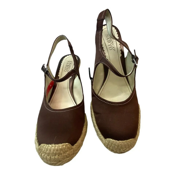 Franco Sarto Brown Straw Wedge Heel Women's‎ Shoes - Picture 2 of 4